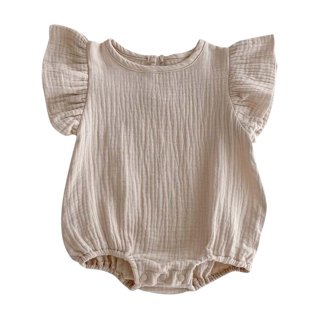MeetoTime Baby Clothes Spring Summer Jumpsuits Flying Sleeve Round Neck Newborn Infant Rompers Bodysuit