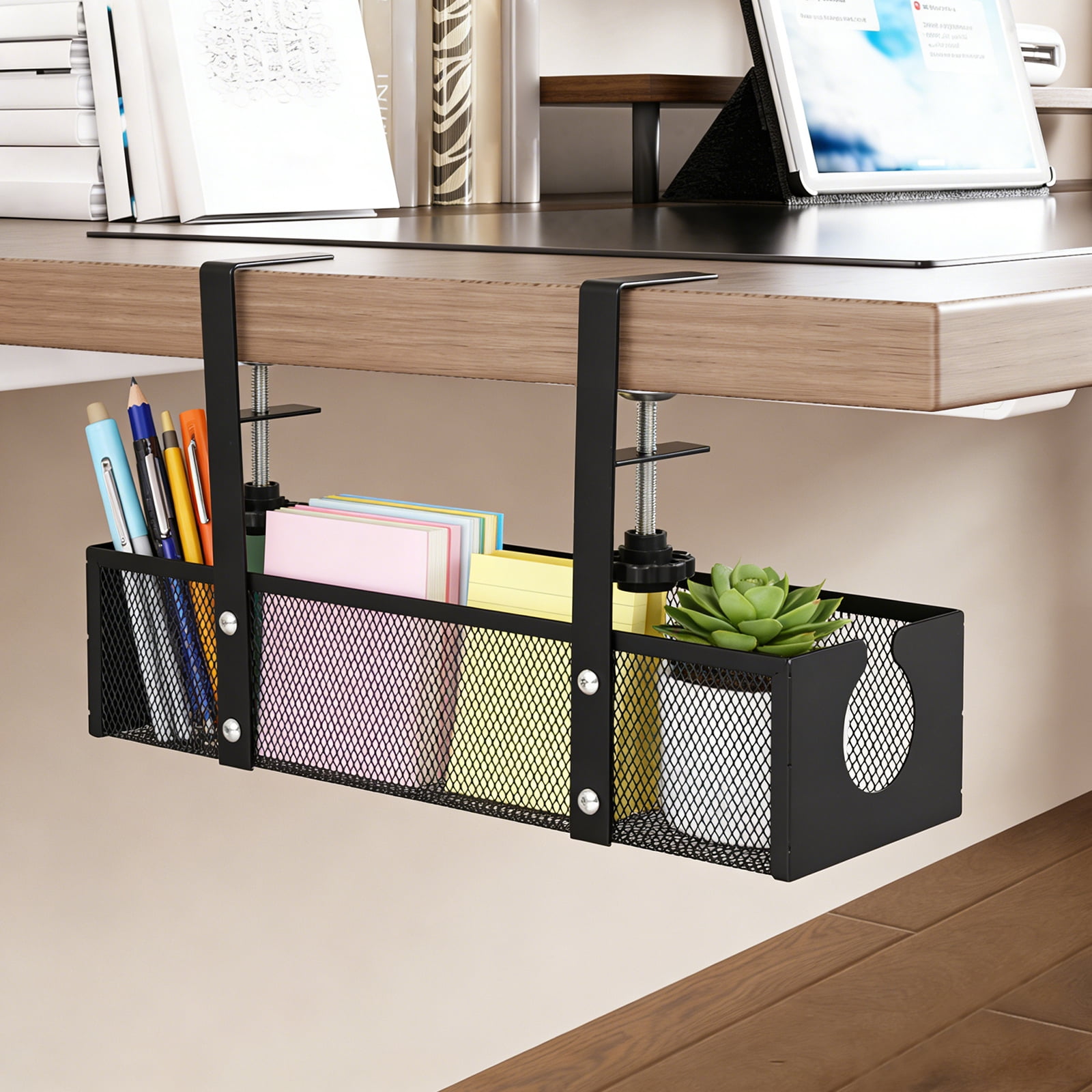 Austok Under Desk Cable Management 13.39" Cable Management Box for Table Thickness up to 1.97" Wire Cord Organizer with Clamp No Drill