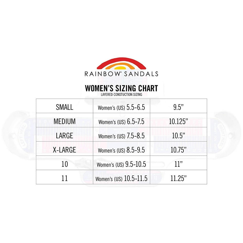 womens rainbow sandals size chart