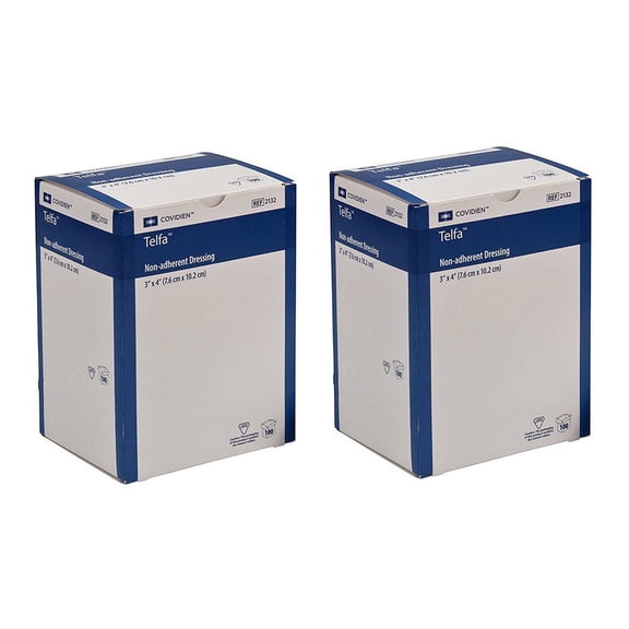 Telfa Ouchless Non-Adherent Pad 3'' x 4'', Box of 100, 2 Pack