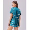 thumbnail image 3 of Ekouaer Womens Silk Satin Pajama Set Print Short Sleeve Sleepwear Button Down Pjs Shorts Set Loungewear, 3 of 6