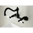 thumbnail image 2 of Kingston Brass KS3220PL Vintage 6" Adjustable Center Wall Mount Kitchen Faucet, Matte Black, 2 of 5