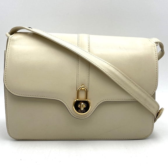 Pre-Owned GUCCI Shoulder Bag Leather White Old Gucci Women's (Fair)