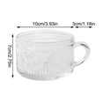 thumbnail image 3 of 14oz Vintage Glass Coffee Mug with Lid & Spoon, Embossed Drinking Glass for Iced Coffee Tea Oatmeal Cereal Milk, Green Style A (1 Cup), 3 of 3