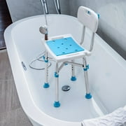 HealthLine Aluminum Massage Products Heavy Duty Shower Chair with Back 500lb Tool-Free Bath Seat