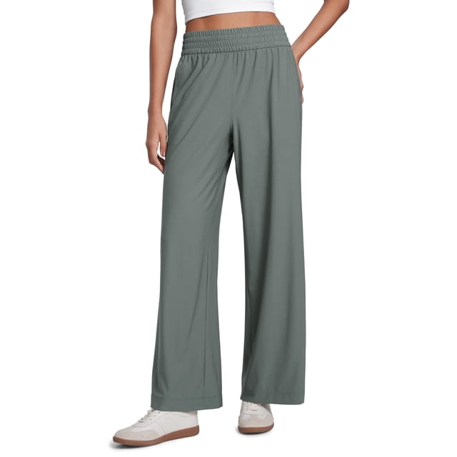 Pantalones CRZ YOGA de pierna ancha livianos con tiro alto y entrepierna de 76 cm gris-L