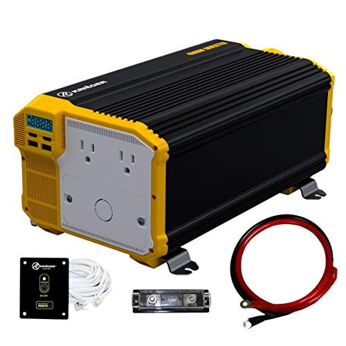Krieger 4000 Watt 12V Power Inverter Dual 110V AC Outlets, Installation Kit Included, Automotive Back Up Power Supply for Blenders, Vacuums, Power Tools - ETL Approved Under UL STD 458