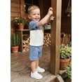 thumbnail image 6 of BemeyourBBs Toddler Baby Boy Summer Clothes 2 Pieces Outfit Waffle Knit Contrast Short Sleeve T Shirts and Pockets Shorts Set, 6 of 9
