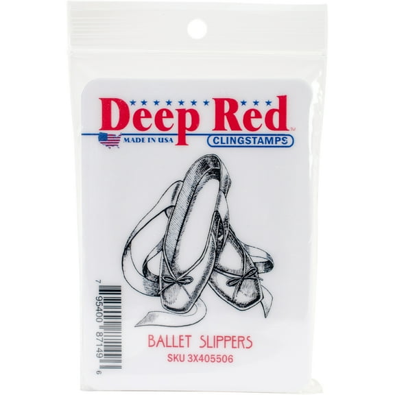 Deep Red Cling Stamp 2"X2"-Ballet Slippers