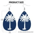 thumbnail image 3 of Faux Leather Teardrop Earrings South Carolina Flag Printed Dangle Earrings Lightweight Drop Earrings, 3 of 6