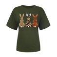thumbnail image 4 of VBTAPA Novelty Graphic Tees for Women Happy Easter Bunny Print T-Shirt Cute Leopard Rabbit Tee Tops Prime Sales of The Day Army Green XXXL, 4 of 6