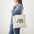 thumbnail image 3 of CafePress - Cute Floral Elephant In Navy Blue Tote Bag - Unisex Canvas Tote Bag, Beige, 1-Piece, 3 of 6