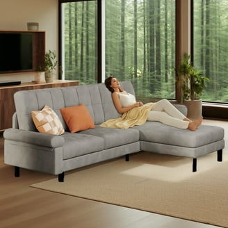 Best Choice Products Gray Living Room Linen Sectional Sofa Couch w