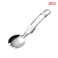 thumbnail image 1 of 2 Pieces Stainless Steel Foldable Spoon Fork Hiking Camping Cook Picnic Tableware, 1 of 4