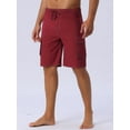 thumbnail image 2 of DARING DIVA Men's Solid Color Side Pockets Lining Summer Board Shorts 28 Red, 2 of 6