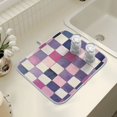 thumbnail image 4 of Yayeee Dish Drying Mat for Kitchen Counter 18" x 24" Microfiber Super Absorbent Coffee Decorative Pad, Pink and Purple Plaid Pattern, 4 of 9
