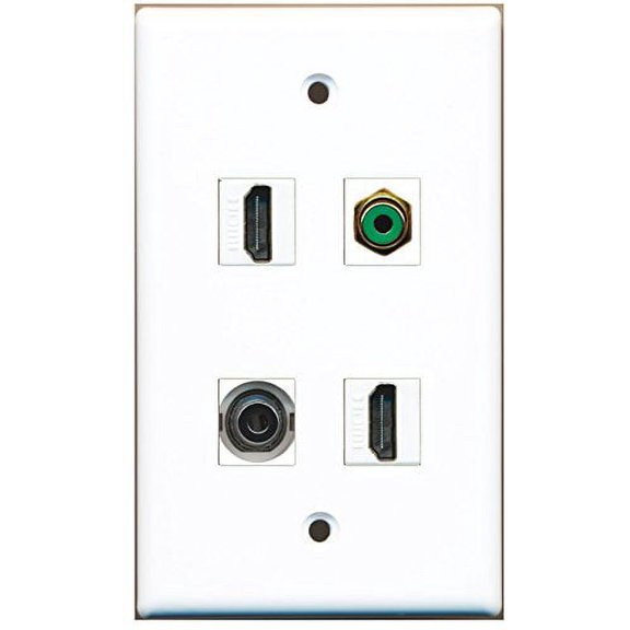 RiteAV - 2 Port HDMI 1 Port RCA Green 1 Port 3.5mm Wall Plate