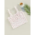 thumbnail image 3 of Genuiskids Girls Summer Tank Tops Big Kids Ribbed Ruffled Floral Print Boat Neck Pullover with Bow 8-12T, 3 of 9