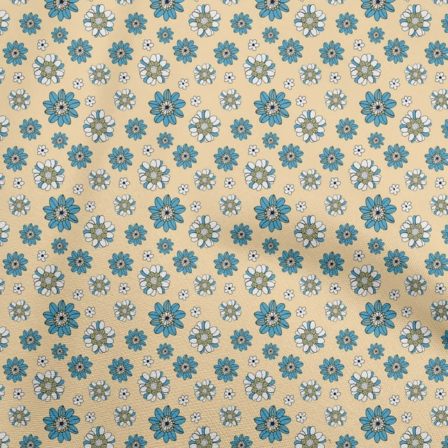 oneOone Polyester Spandex Light Beige Fabric Floral Retro Sewing Craft Projects Fabric Prints By Yard 56 Inch Wide