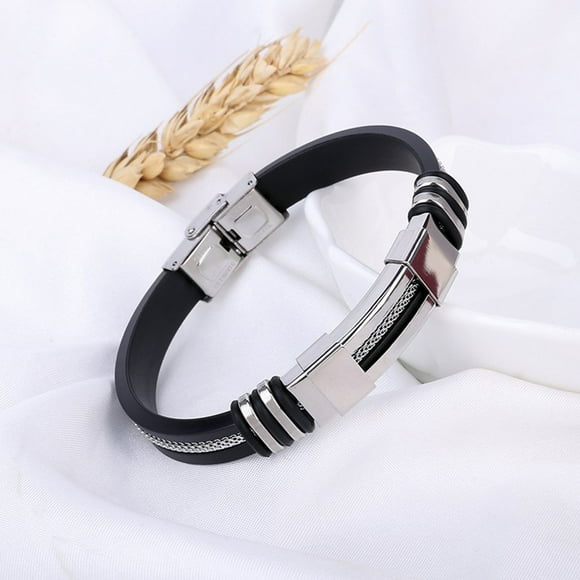 Y168 Male Bracelets Exquisite Boy Chain Silicone Stainless Steel Men Bracelet