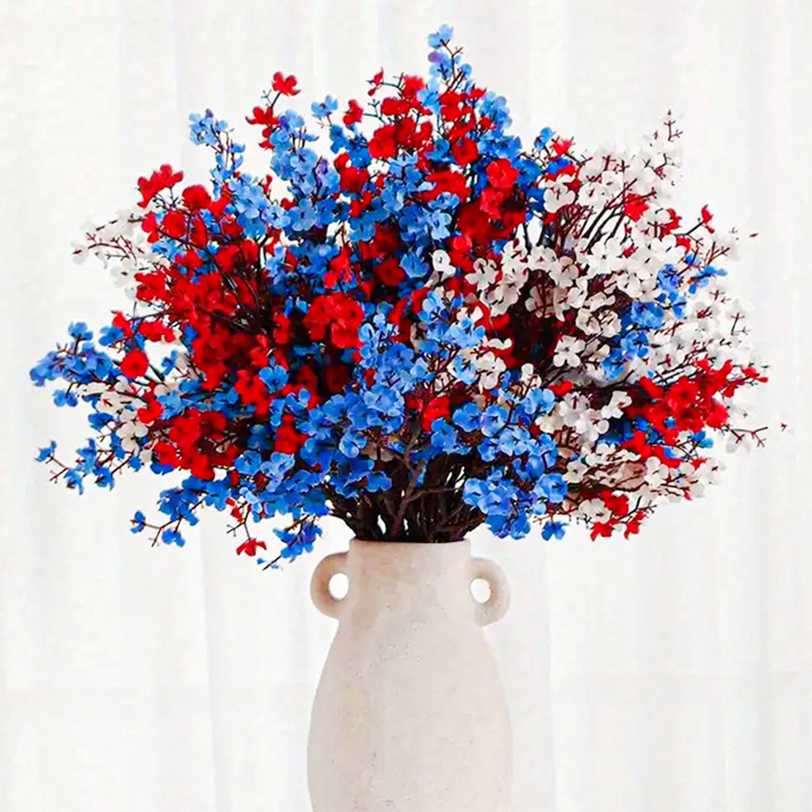 Red WhiteandBlue Decorations, Blue Silk Flowers, 18inStems, Artificial Flower Bouquet, Patriotic Decorations, 4ThofJuly Decorations, BlueandWhite Decor, 15 Stems, 1 Pc