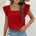 thumbnail image 4 of Pretty Comy Women's Casual Summer Square Neck Tank Tops Sleeveless Ruffle Chiffon Blouses Top Shirts, 4 of 7