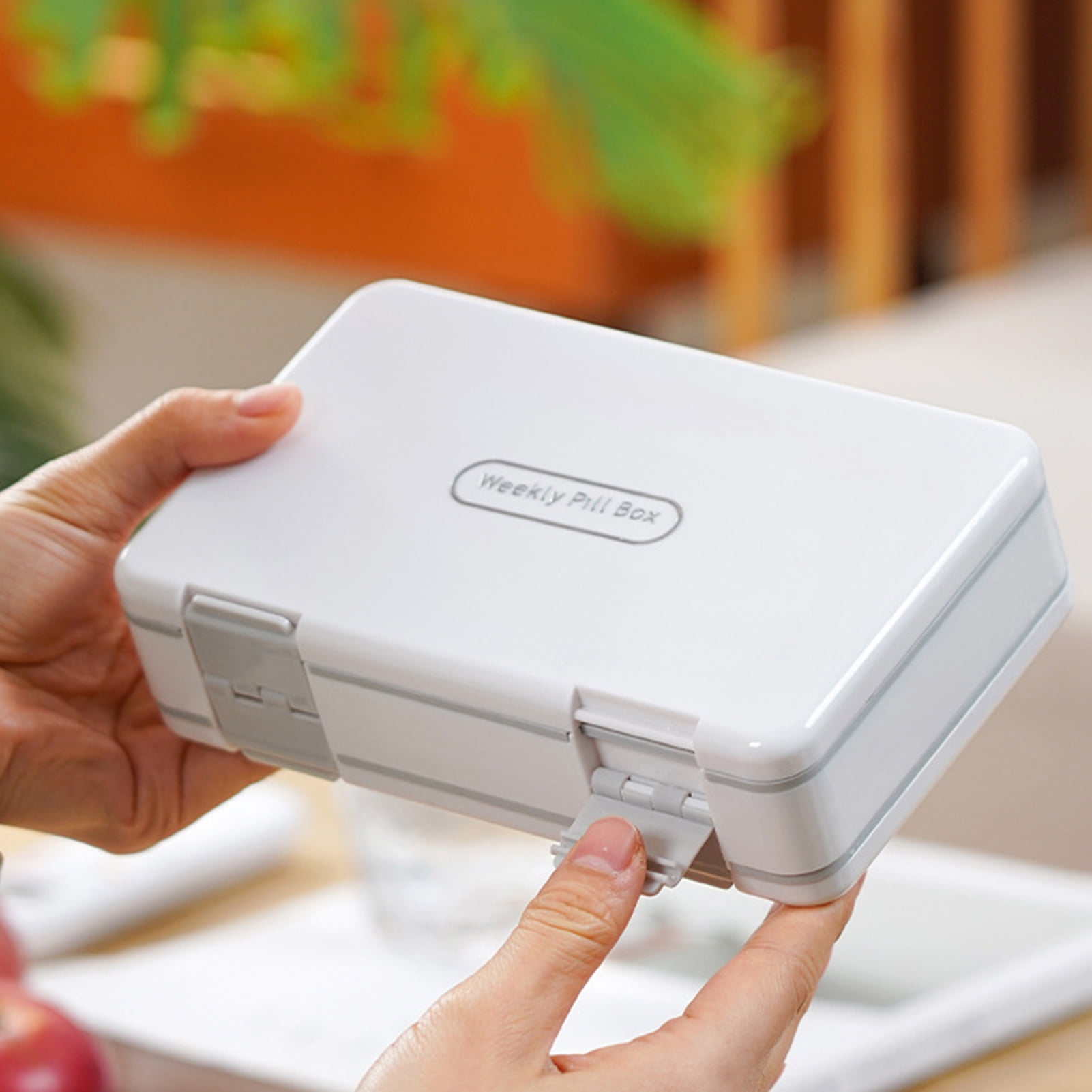 Pnellth Weekly Pill Organizer 24 Compartments 3 Times One Day Double Layer Clear Portable 7 Days Travel Capsule Tablet Storage Box Container