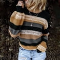 thumbnail image 1 of Qertyioot Femmes Hiver Tops Femmes Mode en Vrac Contraste de Couleur Confortable Manches Longues Pull, 1 of 6