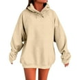thumbnail image 2 of JUSLIO Waffle Blouses for Women Cotton Hoodies Sweatshirts with Pockets Long sleeve Sweatshirts Beige L, 2 of 5