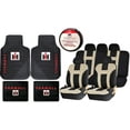 thumbnail image 1 of 14 Piece C Farmall IH International Harvester All Weather Front Rear Floor Mats Steering & Black/Beige Seat Covers Set, 1 of 11