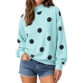 thumbnail image 2 of Women's Polka Dot Mock Neck Long Sleeve Pullover Sweatshirt Oversized Drop Shoulder Loose Fit Casual Fall Tops, S-2XL, 2 of 6
