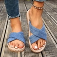 thumbnail image 5 of Womens Breathable Lightweight Cloth Slide Sandals Crisscross Strap Open Toe Flat Comfortable Casual Beach Shoes Blue,Size 40, 5 of 5