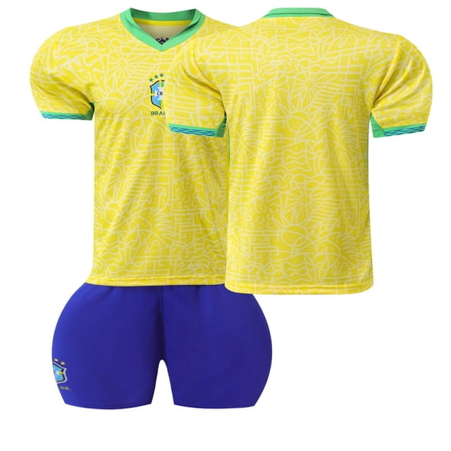 Maillot de Soccer Domicile Brésil Garçons Filles NETMAR JR.10# RAPHINH 11# Ensemble Maillot de Soccer Enfants