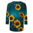 thumbnail image 4 of CYMMPU Women's Floral Printed 3/4 Length Sleeve Summer Fall Tunic Tops Vintage Basic Tees Crewneck Swing Shirts Business Work Blouses 2025 Clothes Navy XXXL, 4 of 5