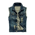 thumbnail image 1 of CVLIFE Veste à Simple Boutonnage pour Homme Gilet en Jean Vintage à Boutons Gilet en Denim de Travail Bleu Foncé TG, 1 of 8