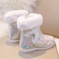 thumbnail image 5 of Otqutp Round Toe Shoes for Toddler Girls Shoes Butterfly Embroidered Warm Cotton Boots Embroidered Boots National Style Boots Princess Cotton Boots(White,3-3.5 Years), 5 of 6