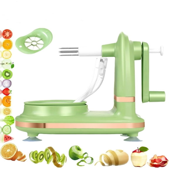 Multifunctional Fruit Peeler 2.0 for Kitchen, Hand Stainless Steel Fruit and Vegetable Peeler Slicer Corner, Peeler Machine with Divider for Apples Potatoes Pears Home Essentials, Light Green