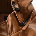 thumbnail image 5 of Fesfesfes Leather Jacket for Men Mid-length Solid Artificial Leather Zipper Hooded Slim Jacket Coats Sale Clearance, 5 of 7