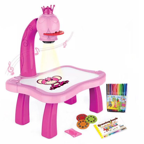 Kids Intelligent Projection Light Music Educational Painting Drawing Board Toy
