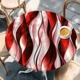thumbnail image 2 of Red Striped Ombre Round Tablecloth, Fitted Table Cover with Elastic for 55"-60" Round Tables, Modern Red Moire Geometric Table Cloth Outdoor Indoor Dinning Party Waterproof Tablecloths, 2 of 7