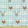thumbnail image 2 of Ambesonne Cartoon Fabric by the Yard Upholstery, Fox Grey Hare in the Sky, 10 Yards, Pale Blue Multicolor, 2 of 5
