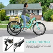 Slsy Adult Folding Tricycle for Adults, 7 Speed 20/24/26 inch 3 Wheels Bikes with Basket, Foldable Tricycle for Adults, Women, Men, Seniors