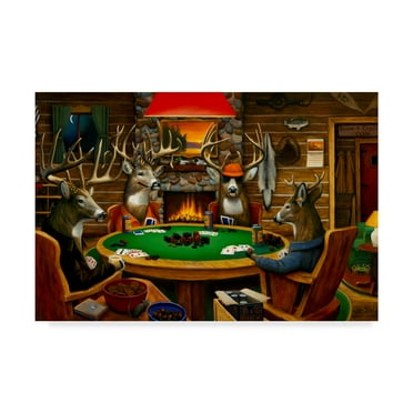 Trademark Fine Art 'Deer Camp' Canvas Art by Leo Stans
