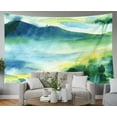 thumbnail image 3 of Landscape Tapestry - Colorful Mountain Watercolor Painting Outdoor Nature Rain Forest Green 60X40 - Present for Families, 3 of 11