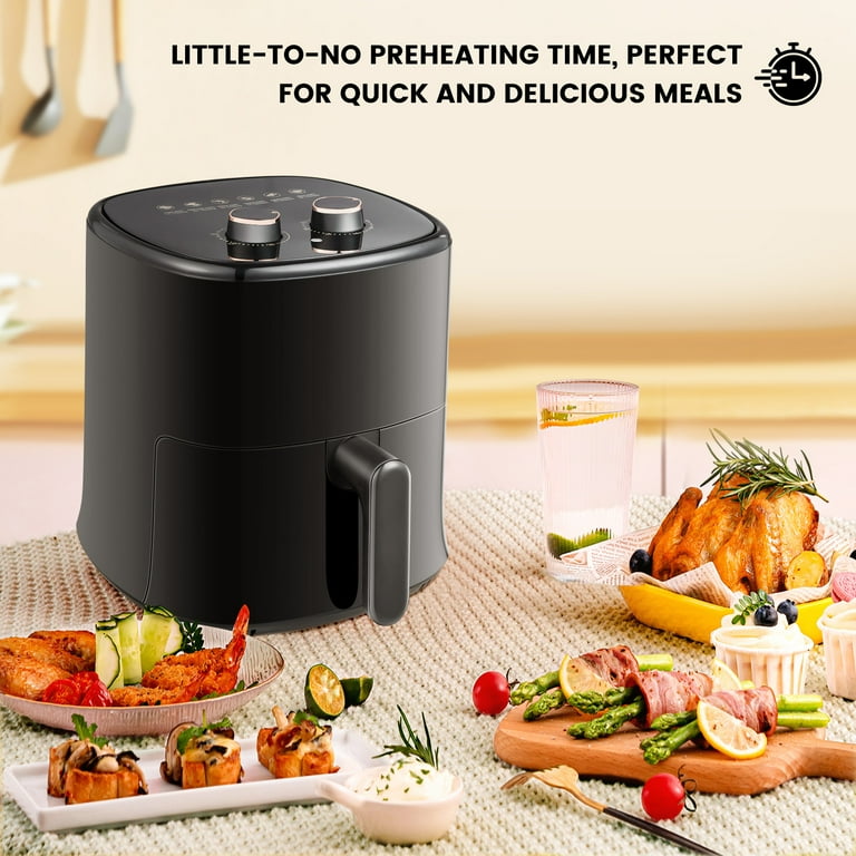 Inolait 4.5 QT Air Fryer with Non-Stick, Dishwasher Safe Basket, Black