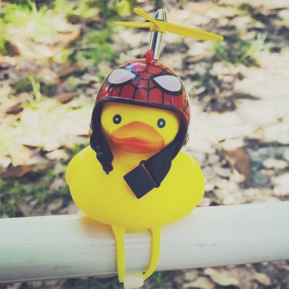 Helmet Yellow Duck with Horn Light Bamboo Raft Motorcycle Car Accessories huangjie unisex