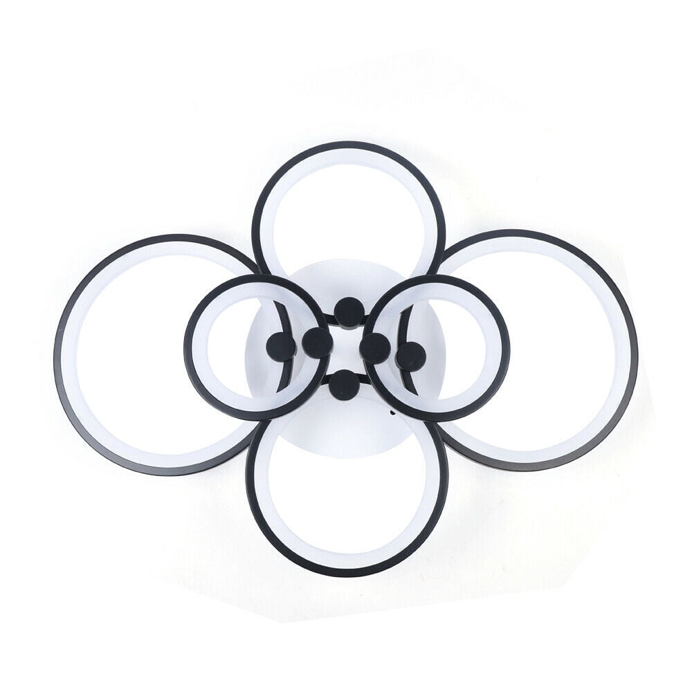 4/6/8-Light FLush Mount Light, Black and White Ring Acrylic LED Ceiling Light Fixture with Remote