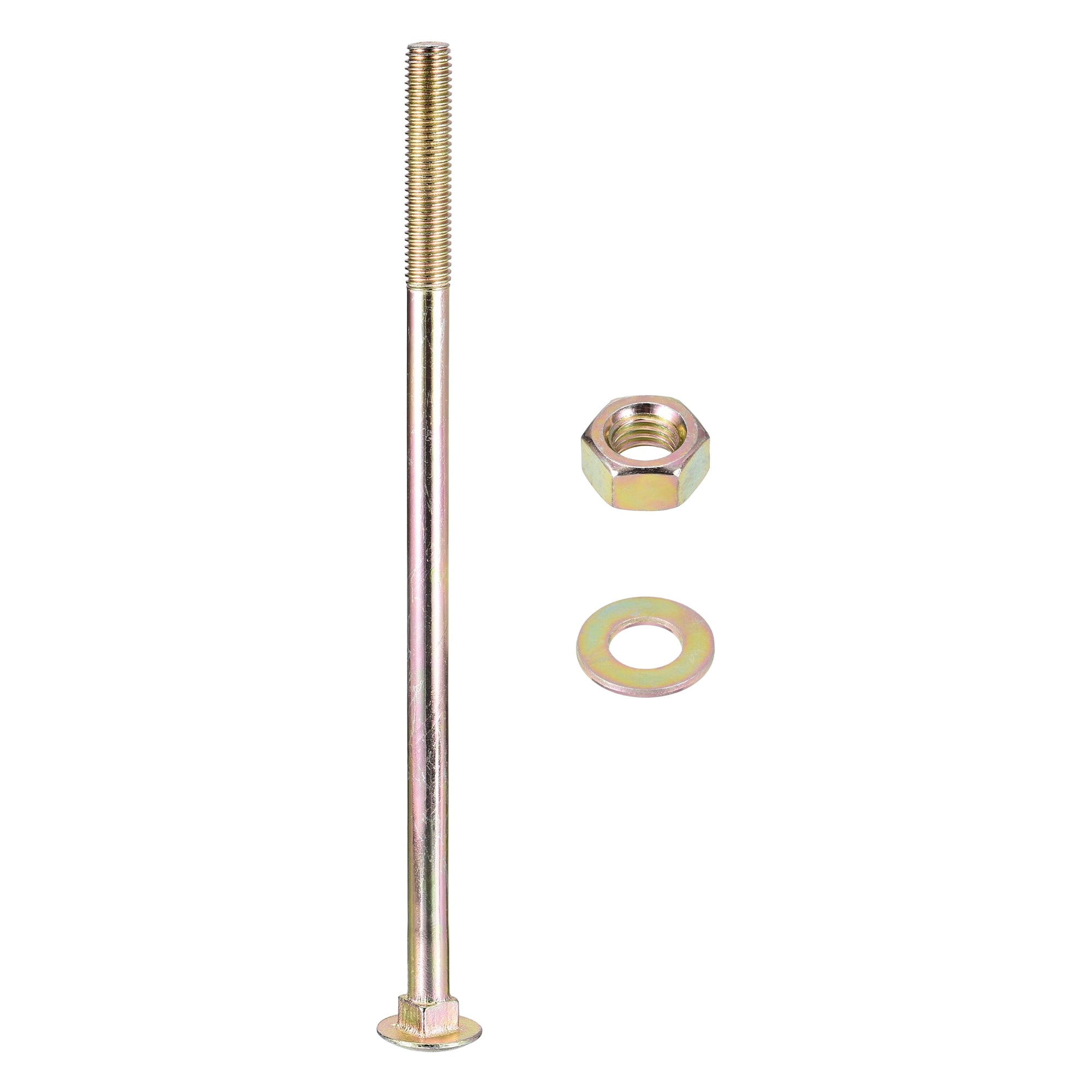 Uxcell M12x250mm Carriage Bolt with Nut & Washer,  12Set 304 Stainless Steel, Gold Tone