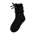 thumbnail image 2 of Gealkoca High Ankle Socks Girls Ruffle Crew Socks with Bow Solid Color Sock Ribbed Bow Warm Mid Calf Socks 3-10 Years, 2 of 5