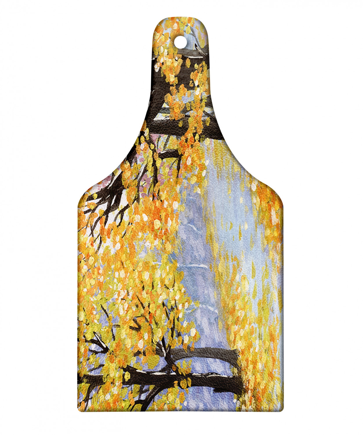 Fine Art Cutting Board, Gouache Autumn Season Scenery with Fallen